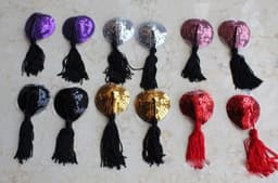 Tepelkwastjes - Burlesque - Hartvormig Zwart - Tepel kwastjes - nipple tassles - sexy show — thumbnail 4