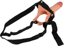 Realistixxx – Strap on - Siliconen Holle Natuurlijke Voorbind Dildo met Balzak Stretcher 19.5 cm – beigeig — thumbnail 3