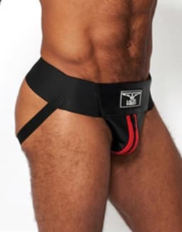 Mister b leather premium jockstrap black/red small — thumbnail 2