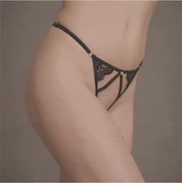 Shots - Le Désir Cloé - String met Open Kruis, Verstelbare Schuivers en Gouden Details - One Size black OS — thumbnail 4