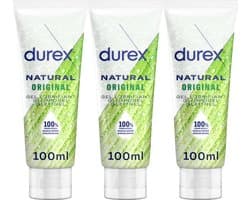 Durex Glijmiddel Natural - 100% natuurlijk - waterbasis - 3x 100 ml voordeelverpakking