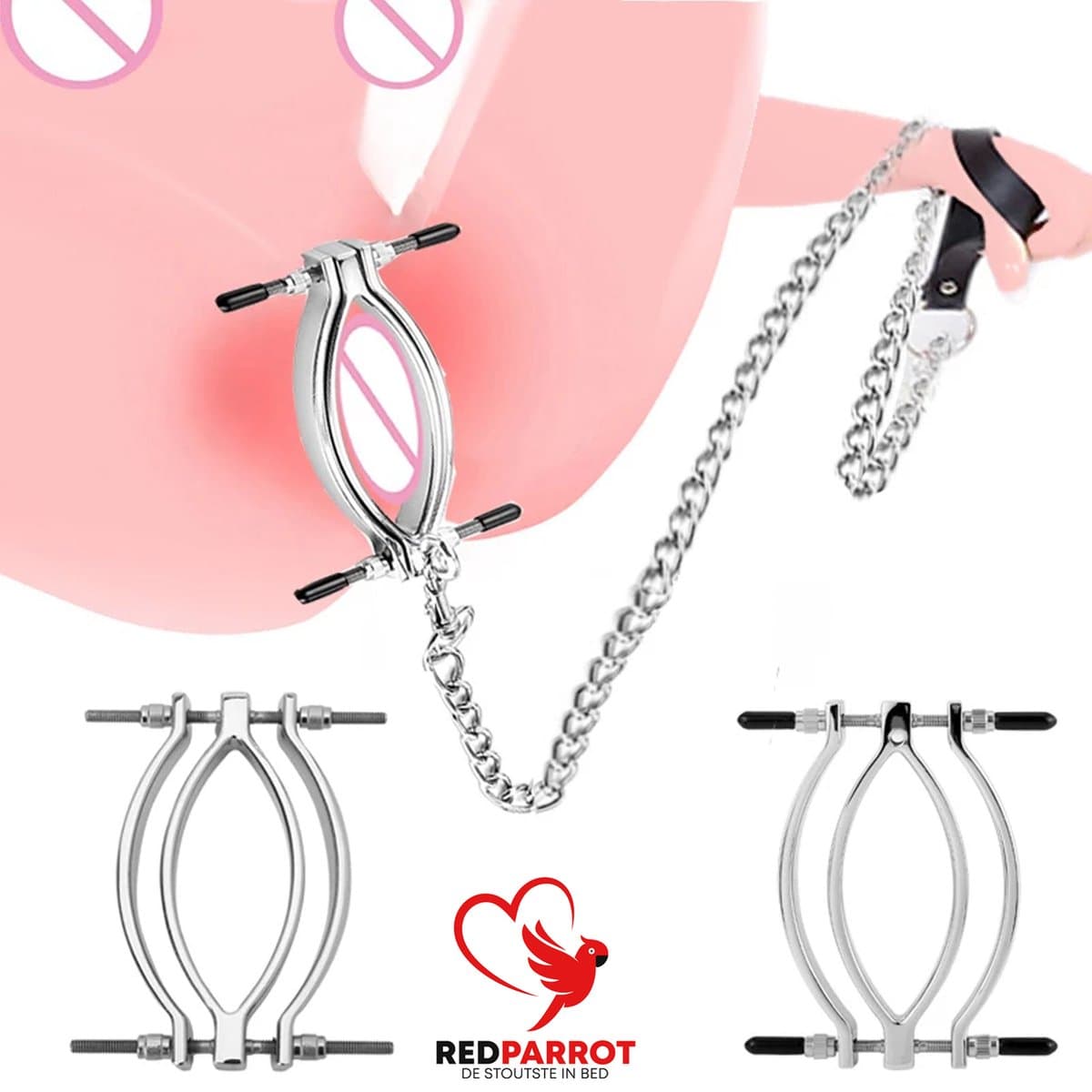 Schaamlipklem inclusief ketting - BDSM - Extreem spel - Verstelbaar — afbeelding 1