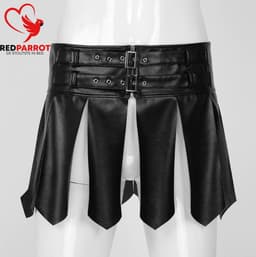 Lederen mini rok heren - Erotische lingerie mannen - Losse flappen - Maat L, XL en XXL — thumbnail 5