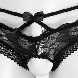 Open Sexy Heren Slip - Lingerie voor Mannen - Onderbroek - Ondergoed - Zwart — thumbnail 2