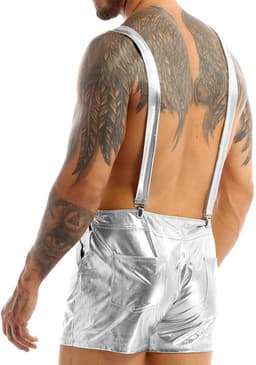 Zilveren Heren Overall – Glanzend – Sexy Festival Outfit – Verstelbaar — thumbnail 4