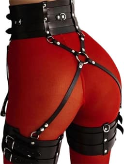 2-delige bondage set Heup en Bovenbenen - BDSM harnas - Luxe lederen materiaal - Erotisch - Kinky - SM - Verstelbaar — thumbnail 1