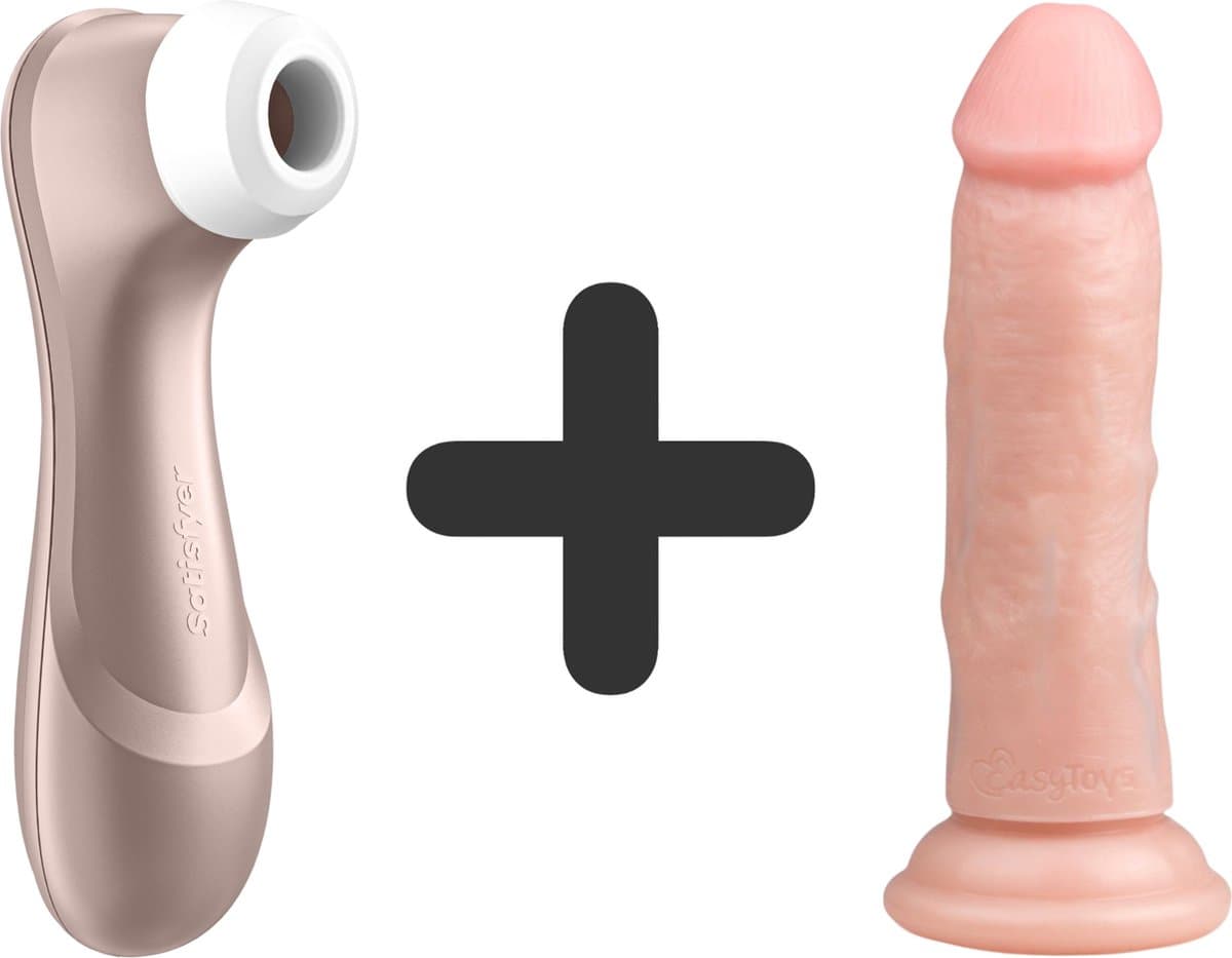 Satisfyer Pro 2 met EasyToys Realistische Dildo - Voordeel Set Bundel - Plezier voor Haar, Vrouwen en Koppels - Vibrators voor Vrouwen - Sex Toys voor Vrouwen - Erotische Giftset - Cadeau Vrouw — afbeelding 1