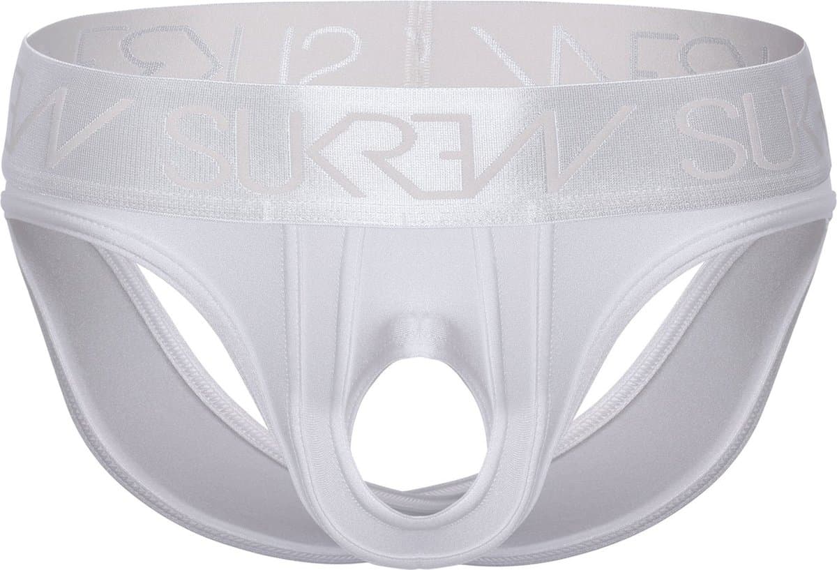 SUKREW U-Style V-Brief White Shimmer - MAAT L - Erotisch Heren Ondergoed - Slip voor Man - Sexy mannen Slip — afbeelding 1