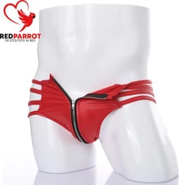 Verleidelijke slip met rits - Herenondergoed - Erotisch - Kunstleer - Rood - BDSM — thumbnail 3