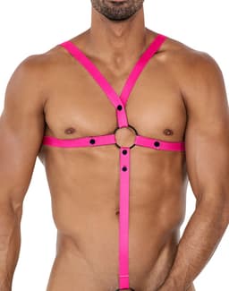 Cut4Men - C-Ring Gekruist Harnas - Tuigje - Roze — thumbnail 1