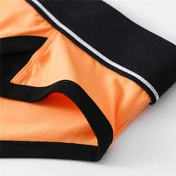 Oranje strakke heren slip met penis gat - BDSM ondergoed mannen - Korte string - Rollenspel - Erotiek - Zeer goede dikke kwaliteit polyester — thumbnail 5