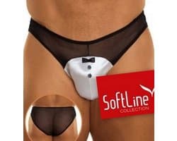 SoftLine Collection - Sexy doorzichtig herenslip wit/zwart XL
