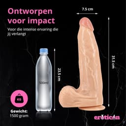 Eroticon Witte Mega Dildo - Grote Dildo - Dikke Dildo - Extreme Dildo - 31.5 x 7.5cm - Anaal Groot - Reusachtige Dildo XXL - Buttplug XXXL Monster Dildo - Fantasy Dildo - Dragon Dildo - Huge dildo - Anaal Groot - Zuignap — thumbnail 5
