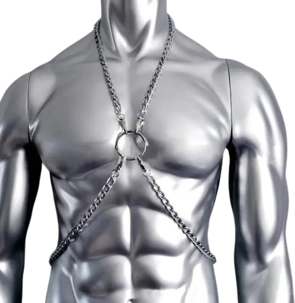 Ketting harnas borst heren - Bondage harnas ketting - Clubwear - BDSM - Nachtclub - RVS - — afbeelding 1