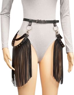 Heup harnas met kwastjes - Feest - BDSM - Outfit - Zwart — thumbnail 2
