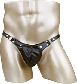 Heren slip van leer - BDSM - Knoopjes sluiting voor open kruis functie - G-string - Elastische banden - Lederen erotische ondergoed — thumbnail 6