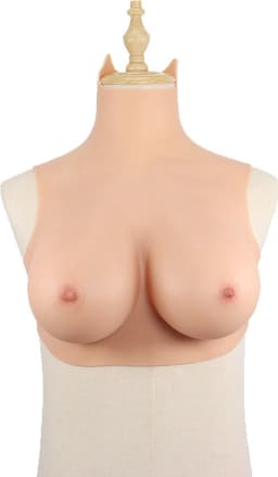 Korte Siliconen Borstprothesen - C Cup - 100% hypoallergene medische siliconen -+ kanten choker - Wearable Borst - Kunstmatige Nep Borst - Valse Borsten Borst - Siliconen Huid Bodysuit - Voor Crossdresser - Transgender - Mastectomie - Body4Everybody — thumbnail 1