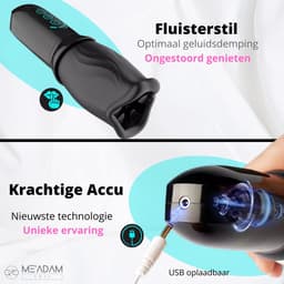 ME'ADAM - 360° Roterende blowjob masturbator - Pocket Pussy - Incl glijmiddel & opbergtas - luxe masturbator -Masturbator Voor Man - Elektrisch - Oplaadbaar - Waterdicht - Waterproof - Sex Toys - Penis Stimulator - Zwart - fluisterstil — thumbnail 12