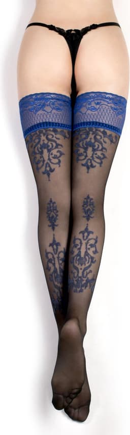 Studio Collants erotische hold-up kousen- zwart/blauw S/M — thumbnail 2