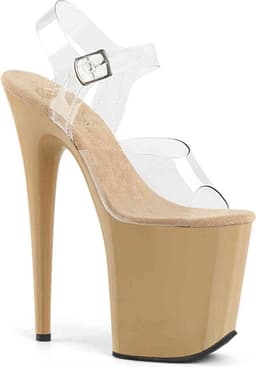 Pleaser - FLAMINGO-808 Sandaal met enkelband, Paaldans schoenen - Paaldans schoenen - 42 Shoes - Creme/Transparant — thumbnail 1