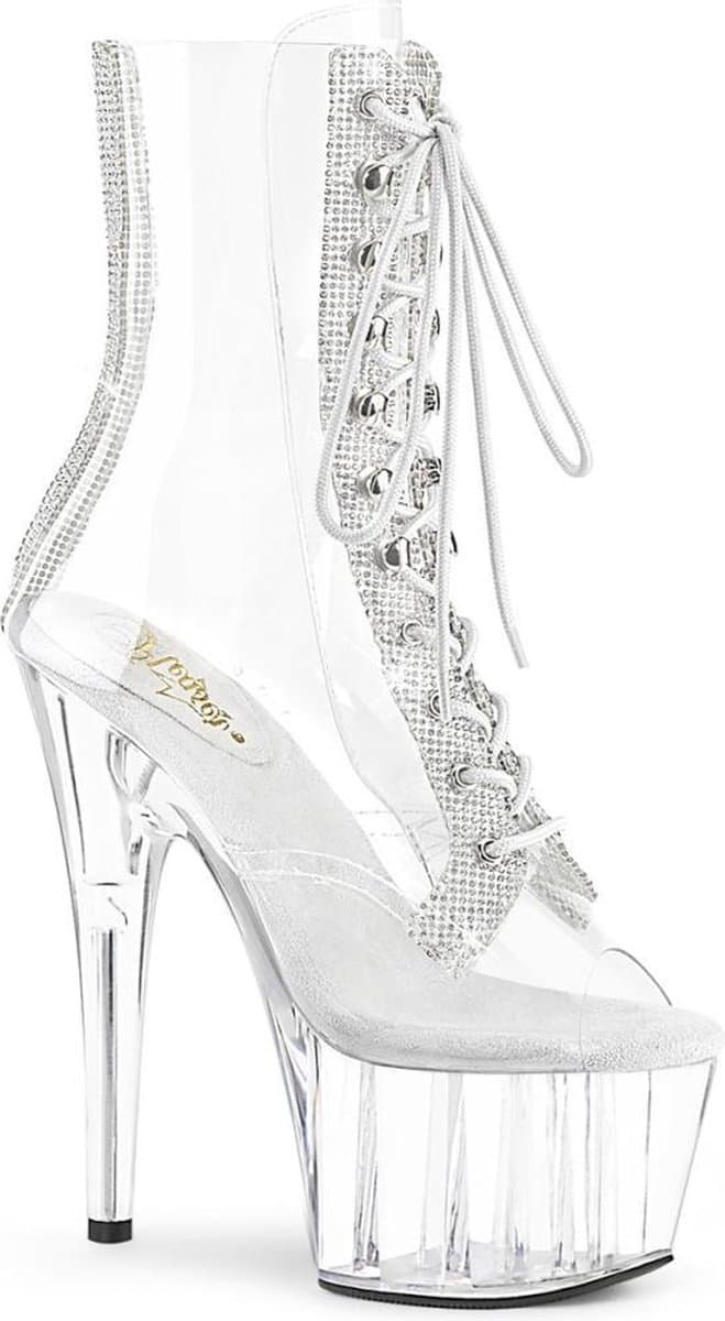 Pleaser - ADORE-1021C-2 Plateau Laarzen, Paaldans schoenen - Paaldans schoenen - 37 Shoes - Transparant — afbeelding 1