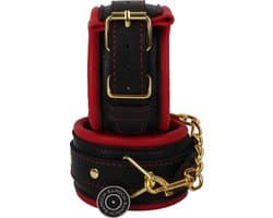 Banoch | Handcuff gold | rode Handboeien leer met goud  | bondage