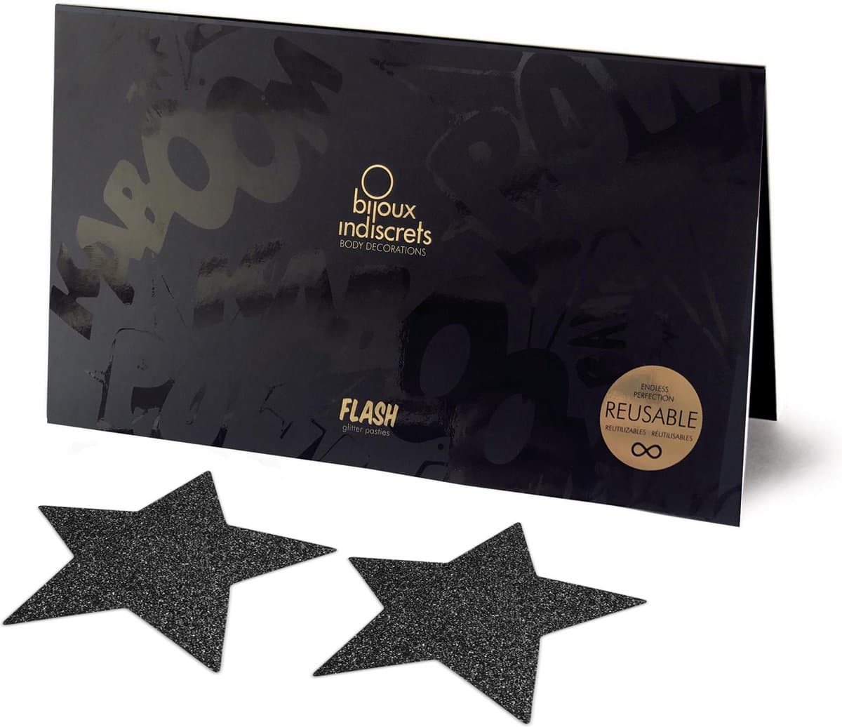 Bijoux Indiscrets Flash Ster Tepelversiering - Zwart — afbeelding 1
