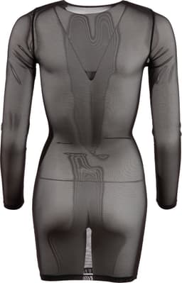 Cottelli Collection – Sexy Powernet Mini Jurk Doorschijnend met Lange Mouwen Uitzonderlijke Verleiding – Maat S – Zwart — thumbnail 2
