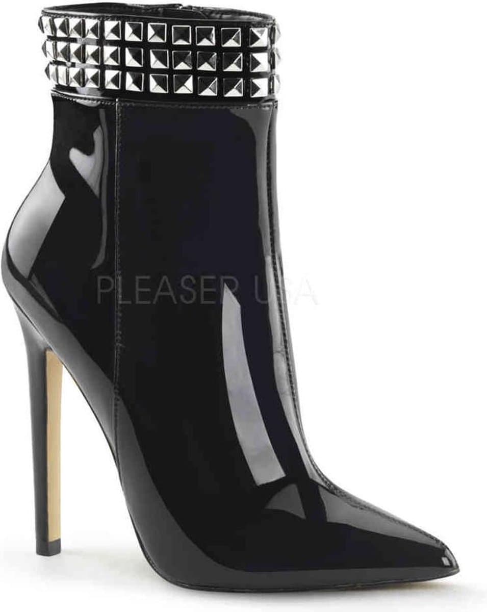 EU 42,5 = US 12 | SEXY-1006 | 5 Heel Ankle Boot w/Metal Stud Detail, Side Zip — afbeelding 1