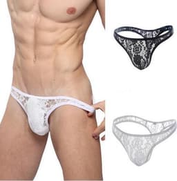 Kanten string voor heren - Zwart - Sexy ondergoed mannen maat L/XL — thumbnail 2
