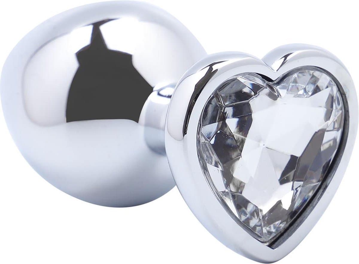 Banoch - Buttplug Coeur Transparent Large -Metaal - Hart - Diamant Steen — afbeelding 1