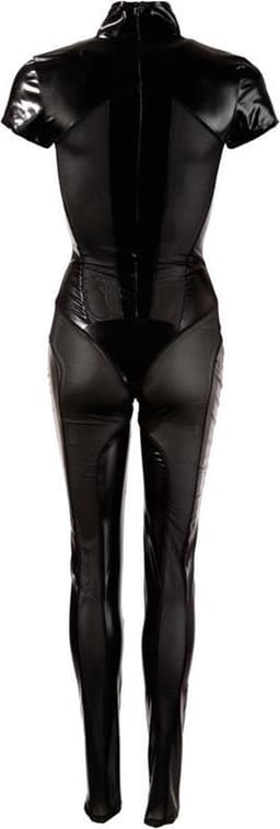 Cottelli Collection –  Jumpsuit met Ritsen over Tepels en Kruis Wetlook Uitstraling Spanning en Uitdaging – Maat XS – Zwart — thumbnail 4