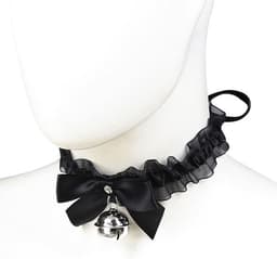 Banoch - Lace collar bell - halsband kant met zilveren bel - choker — thumbnail 12