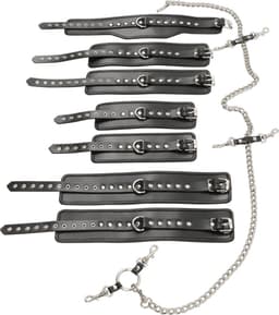 Zado – Zeer Hoogwaardige Bondage Harnas met Complete Verstelbare Boeien Set en Halsband – Zwart — thumbnail 3
