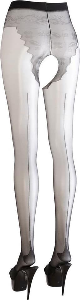 Cottelli Collection – Panty met Open Kruis en  Slip Motief – Maat XS – Zwart — thumbnail 3