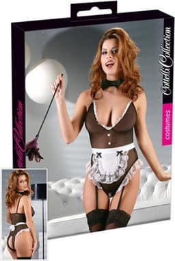 Cottelli Collection – Sexy Huishoudster Body Licht Transparant met Open Kruis voor de Grondige Schoonmaak – Maat L – Zwart — thumbnail 7