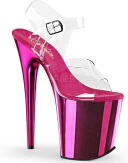 Pleaser - FLAMINGO-808 Sandaal met enkelband, Paaldans schoenen - Paaldans schoenen - 37 Shoes - Roze/Transparant — thumbnail 1