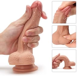 levensechte dubbel gelaagde dildo - realistisch- met zuignap - 22 cm — thumbnail 12