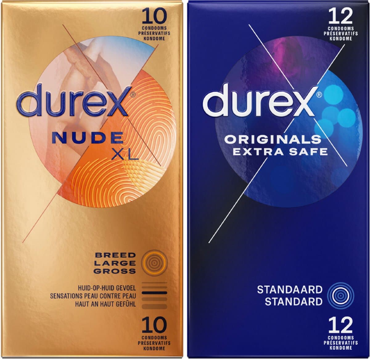 Durex - 22 stuks Condooms - Nude XL 1x10 stuks - Extra Safe 1x12 stuks - Voordeelverpakking — afbeelding 1