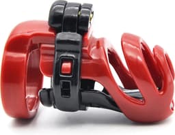 BRUTUS Cyborg Cage - Chastity Cage Kuisheidskooi - Zwart/Rood — thumbnail 2