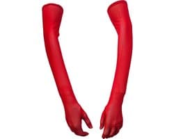 BamBella® - Handschoenen Panty stof Rood mesh onesize Sexy Lange Elastische handschoen