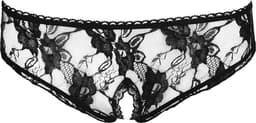 Cottelli Collection –  Slipje met Open Kruis voor Spannende Dates met Bloemen Motief – Maat XL - Zwart — thumbnail 3
