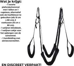 Sex Schommel - Sex Swing Extra Stevig – Seksschommel met Gratis Blinddoek – Seksspeeltjes voor Koppel – BDSM met Gratis Instructieboek – Erotiek Toys – Love Swing – Discreet Verpakt - Zwart — thumbnail 2