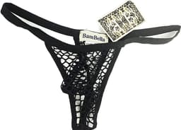 BamBella® String -L/XL - kant voor mannen Erotische Sexy Lingerie Heren Zwart mannen ondergoed slip doorzichtig — thumbnail 2
