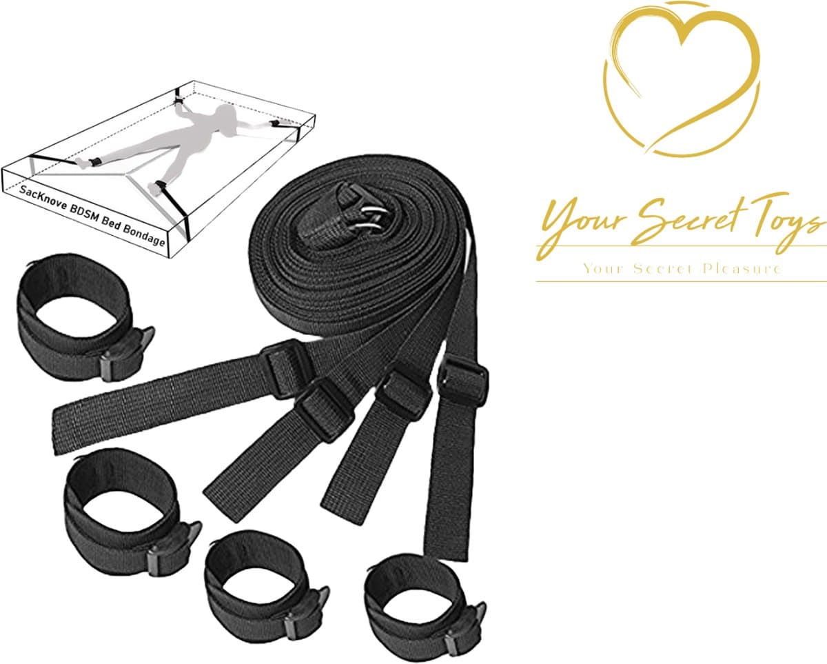 Lev – Bed bondage – SM - BDSM Bed Bondage Set Voor het Onder het Bed Door - Bondage - Verstelbare Riemen en Boeien - Handboeien & Enkelboeien - Past Op Elke Matras of bed — afbeelding 1