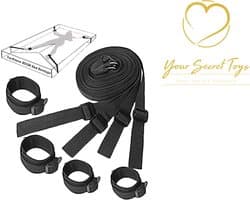Lev – Bed bondage – SM - BDSM Bed Bondage Set Voor het Onder het Bed Door - Bondage - Verstelbare Riemen en Boeien - Handboeien & Enkelboeien - Past Op Elke Matras of bed
