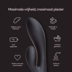 Eva® Nova - Rabbit Vibrator - Clitoris & G-spot Stimulatie - Verleidelijke Audio Verhalen - Fluisterstil & Discreet - Sex toys voor Vrouwen - Vibrators voor Koppels - Seksspeeltjes - Vibrators voor vrouwen - Cadeau voor vrouw - Obsidian Black — thumbnail 5