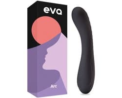 Eva® Arc - Gebogen Design Vibrator - Intense Clitoris & G-spot Stimulator - Spannende Luisterverhalen - Vibrators voor Vrouwen & Koppels - Stijlvolle Dildo - Premium Sex Toys voor Vrouwen - Cadeau voor vrouw - Obsidian Black