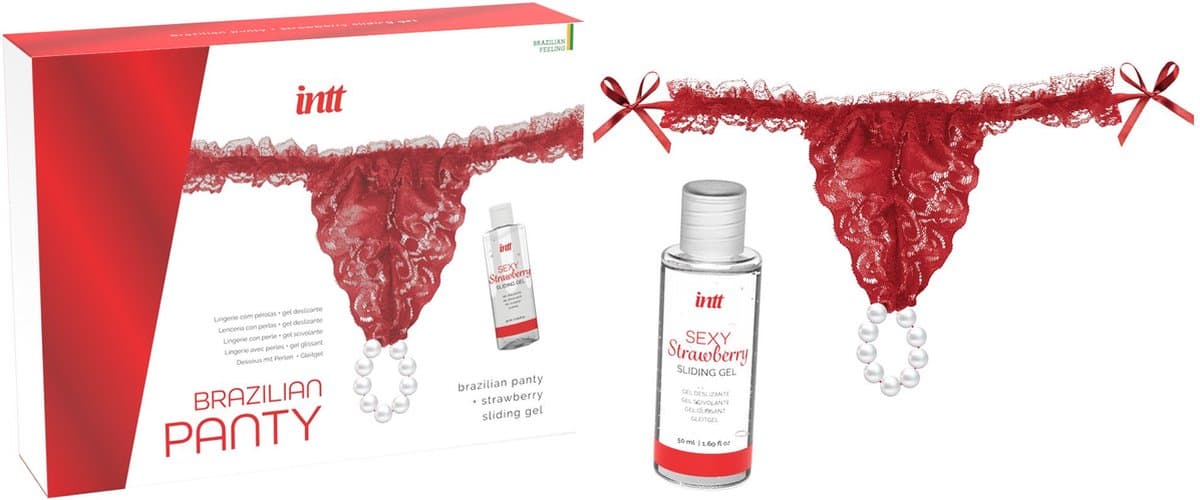 Red Brazilian Panty and Strawberry Slide Gel 50 ml — afbeelding 1