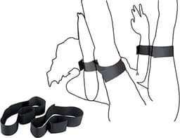 BDSM Bondage Been- en Handboeien - Zwart Harnas - Sexy Lingerie - Stevige Sex Toy - Handboeien - Verstelbaar - Dames / Heren Lingerie - One Size — thumbnail 4